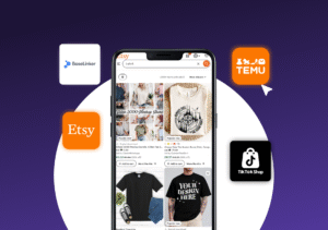 Marketplace integrations with Snapwear – Etsy, Temu, TikTok Shop and BaseLinker connection for automated Print on Demand sales.